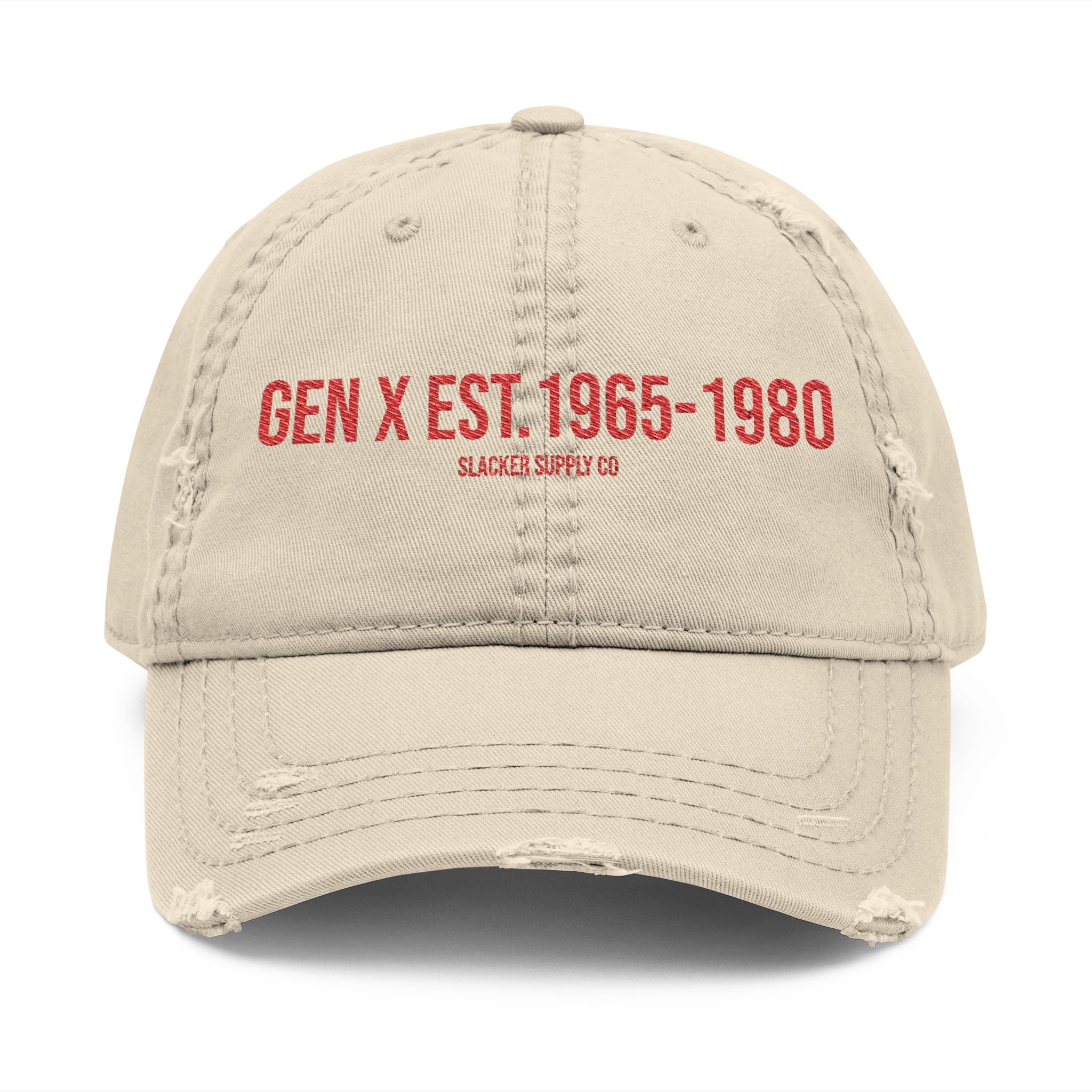 Gen X Est. 1965-1980 — Distressed Print Dad Hat