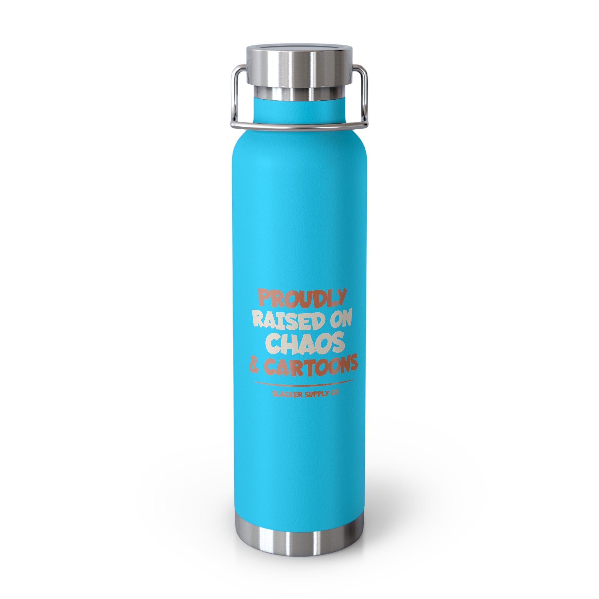 Proudly Raised on Chaos & Cartoons — Gen X Water Bottle