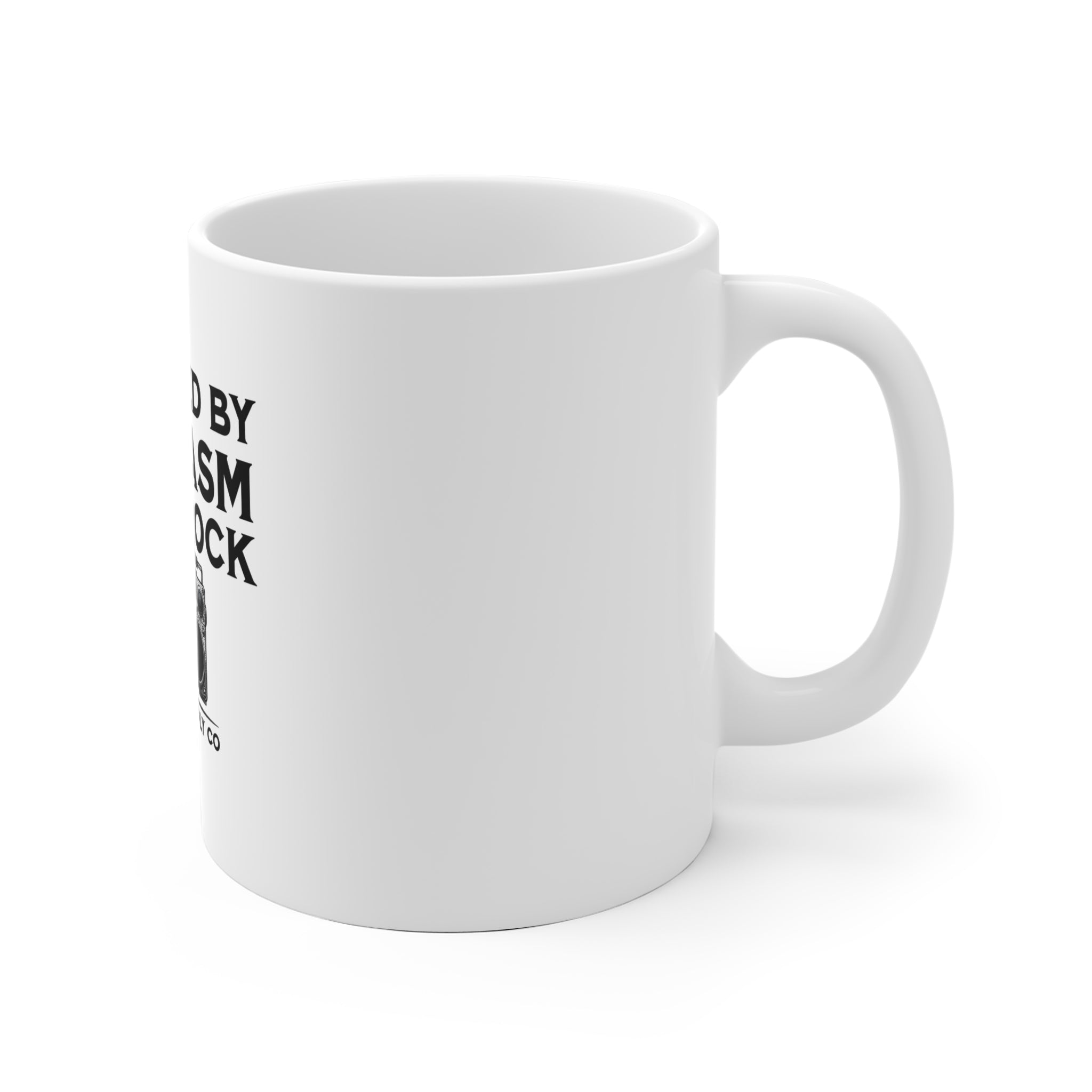 Powered by Sarcasm & 80s Rock — Gen X Mug