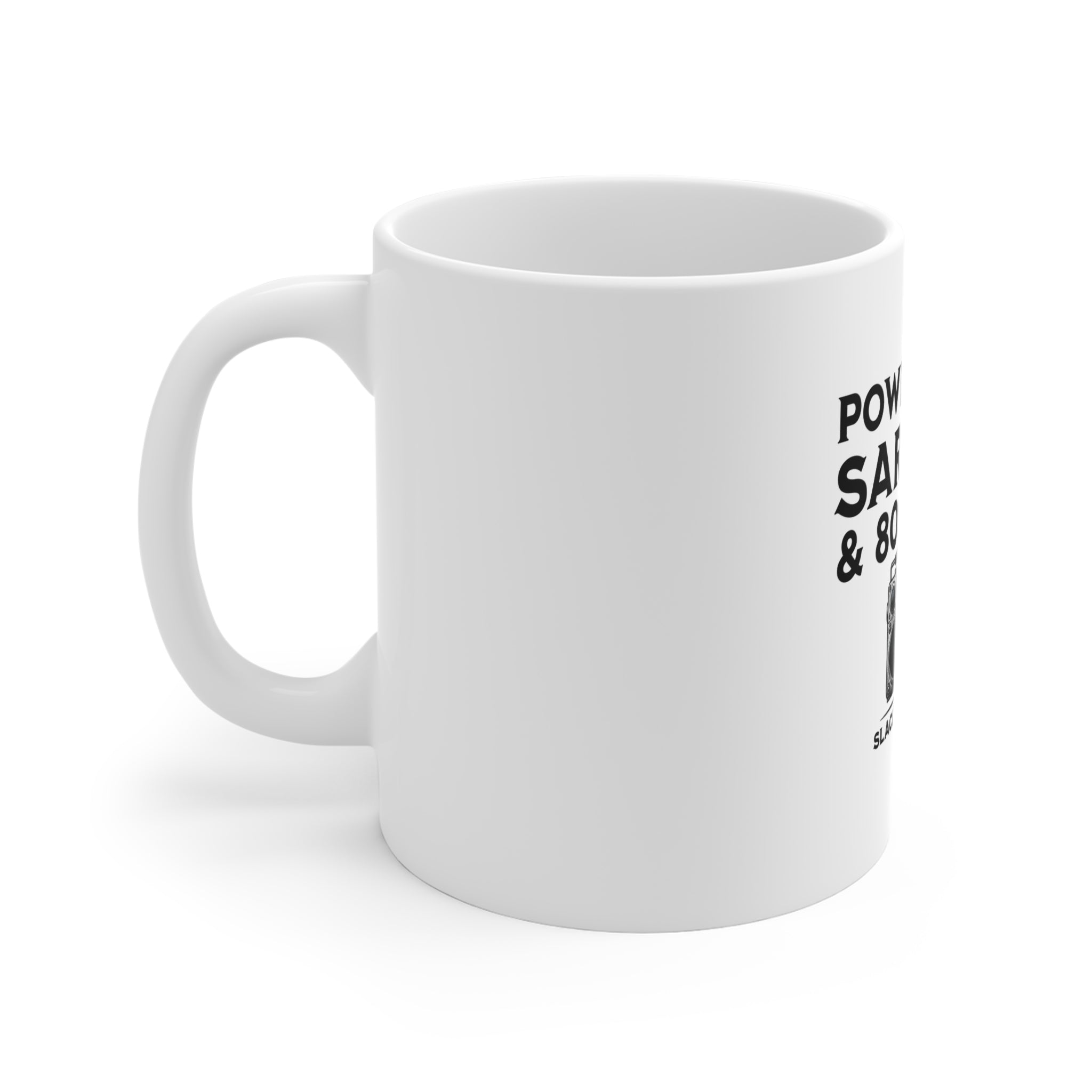 Powered by Sarcasm & 80s Rock — Gen X Mug