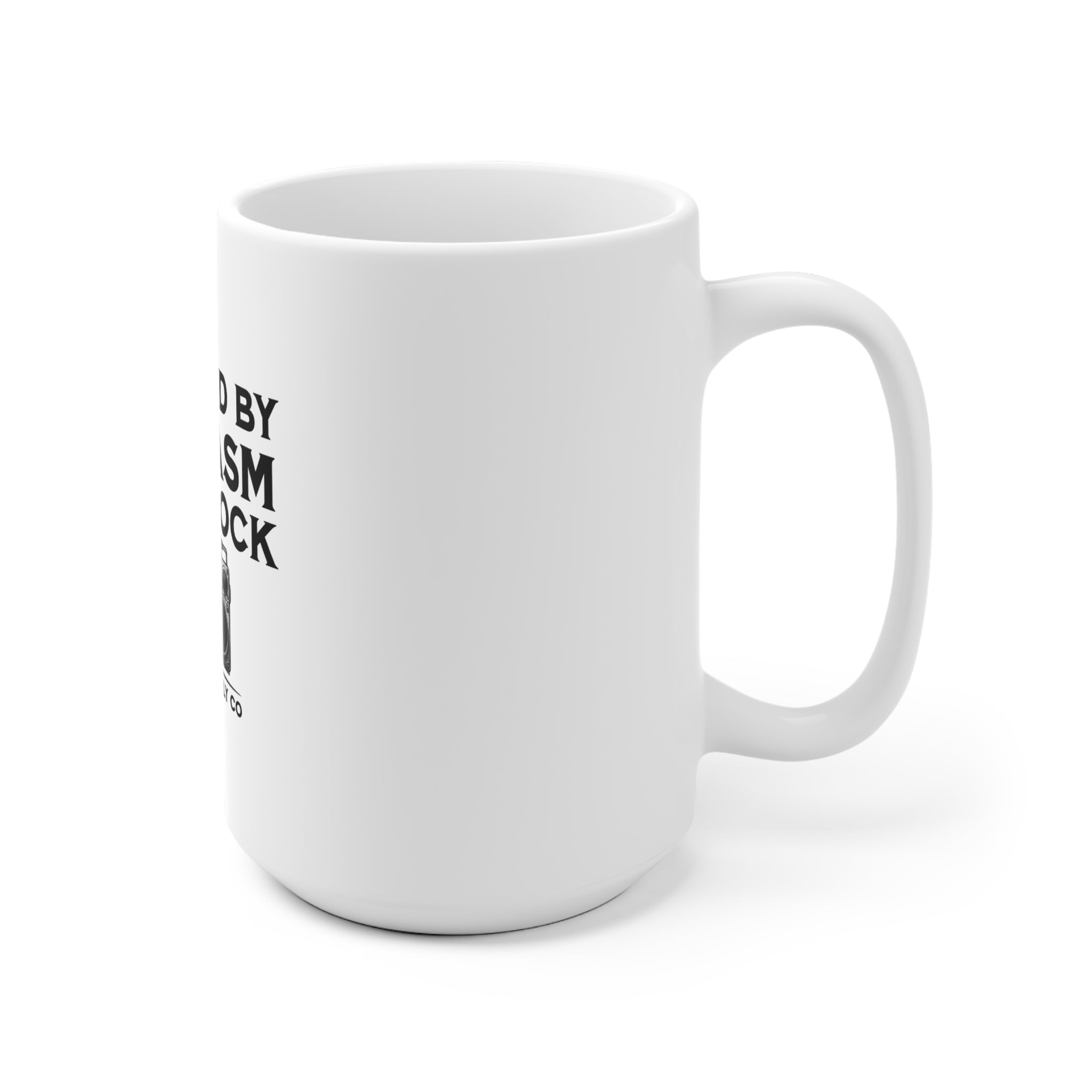 Powered by Sarcasm & 80s Rock — Gen X Mug