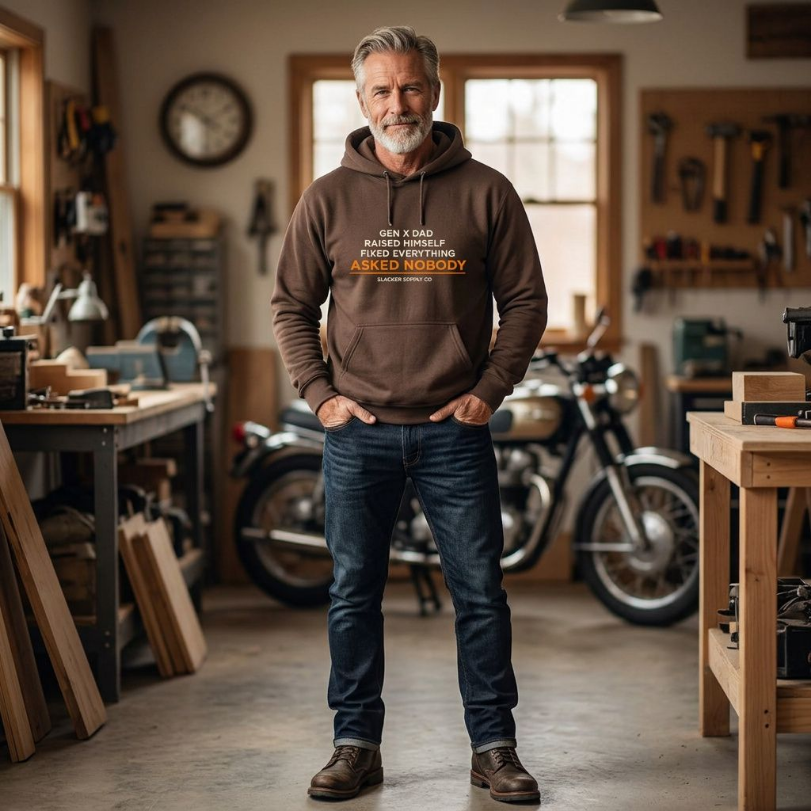 Gen X Dad — Raised Himself, Fixed Everything, Asked Nobody Hoodie