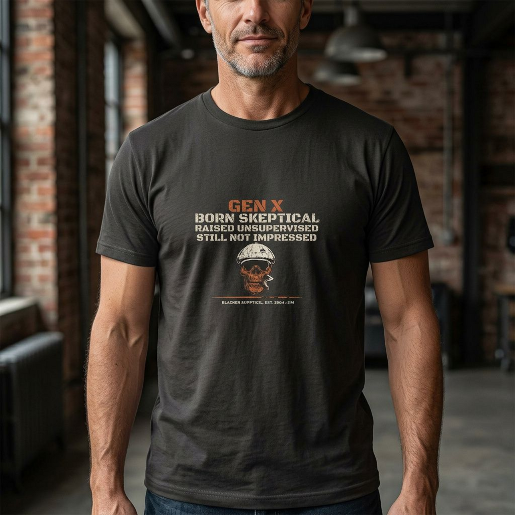 Gen X — Born Skeptical, Raised Unsupervised, Still Not Impressed Tee