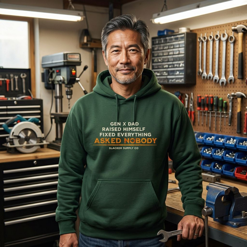 Gen X Dad — Raised Himself, Fixed Everything, Asked Nobody Hoodie