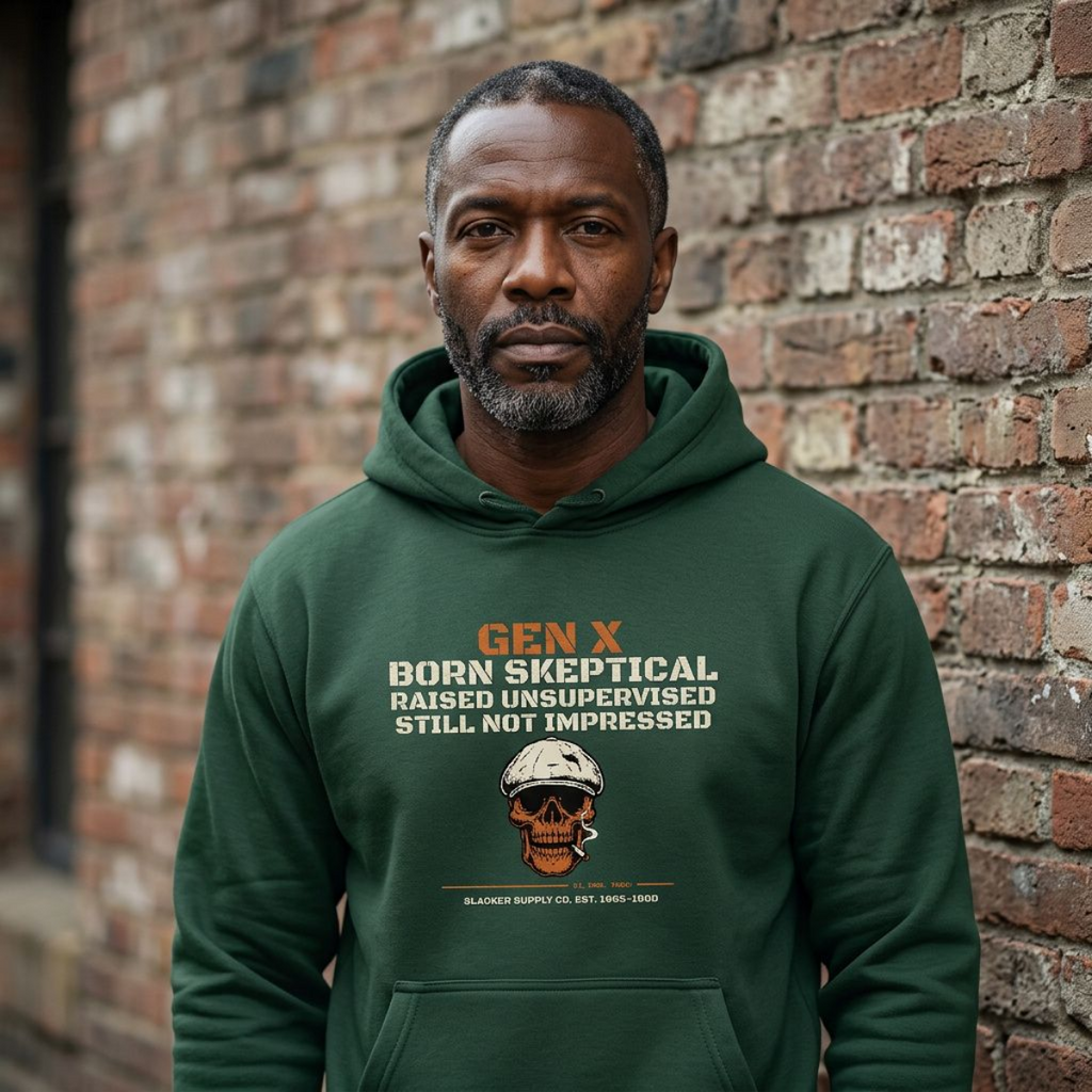 Gen X — Born Skeptical, Raised Unsupervised, Still Not Impressed Hoodie
