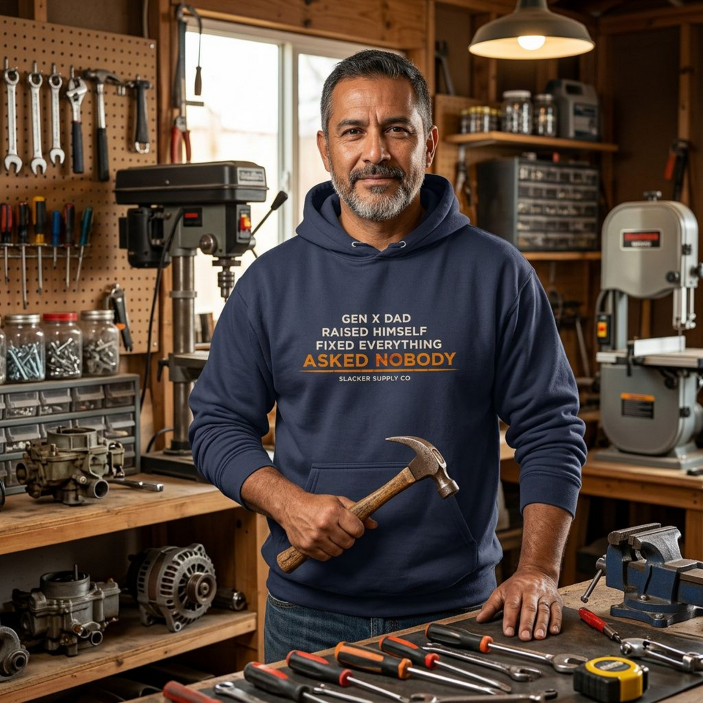 Gen X Dad — Raised Himself, Fixed Everything, Asked Nobody Hoodie