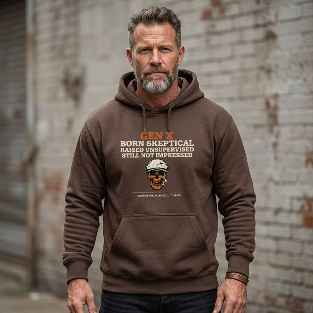 Gen X — Born Skeptical, Raised Unsupervised, Still Not Impressed Hoodie